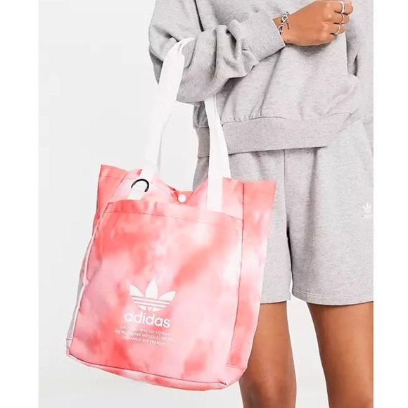 adidas Originals Simple Red & White Tie Dye Tote Bag - Picture 3 of 12